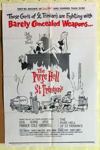 3c699 PURE HELL OF ST TRINIAN'S 1sh '61 English comedy, sexy artwork, barely concealed weapons!