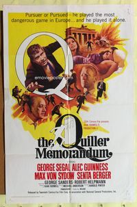 3c702 QUILLER MEMORANDUM style B 1sh '67 George Segal, Alec Guinness, Max Von Sydow, Senta Berger