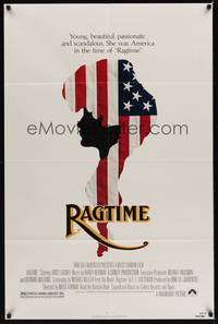 3c705 RAGTIME 1sh '81 James Cagney, Pat O'Brien, cool patriotic American flag art!