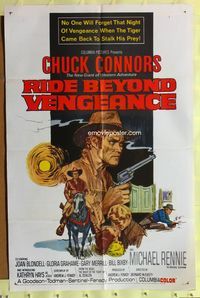 3c721 RIDE BEYOND VENGEANCE 1sh '66 Chuck Connors, the new giant of western adventure!