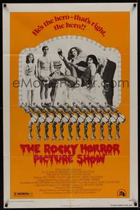 3c734 ROCKY HORROR PICTURE SHOW style B 1sh '75 wacky Tim Curry is the hero, Susan Sarandon!