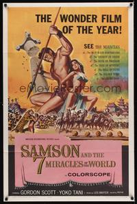 3c747 SAMSON & THE 7 MIRACLES OF THE WORLD 1sh '62 Maciste Alla Corte Del Gran Khan, sexy art!