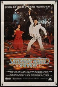 3c752 SATURDAY NIGHT FEVER R rated 1sh '77 best image of disco John Travolta & Karen Lynn Gorney!