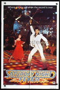 3c753 SATURDAY NIGHT FEVER teaser 1sh '77 best image of disco dancer John Travolta!