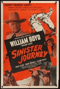 3c792 SINISTER JOURNEY 1sh '48 William Boyd as Hopalong Cassidy, cool western artwork!