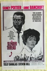 3c800 SLENDER THREAD 1sh '66 Sidney Poitier keeps Anne Bancroft from committing suicide!