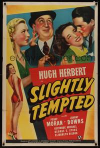 3c802 SLIGHTLY TEMPTED 1sh '40 kleptomaniac Hugh Herbert tries to go straight, pretty Peggy Moran!