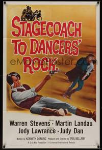 3c820 STAGECOACH TO DANCERS' ROCK 1sh '62 artwork of cowboys Martin Landau & Warren Stevens!