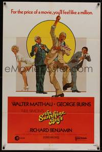 3c842 SUNSHINE BOYS style C 1sh '75 different art of George Burns, Walter Matthau & Lee Meredith!