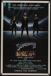 3c844 SUPERMAN II teaser 1sh '81 Christopher Reeve, Terence Stamp, cool image of villains!