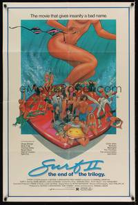 3c845 SURF II 1sh '84 Eddie Deezen, great wacky & sexy artwork!
