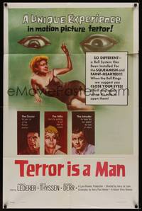 3c880 TERROR IS A MAN 1sh '59 H.G. Wells, a unique experience in motion picture terror!
