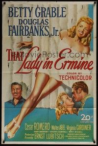 3c883 THAT LADY IN ERMINE 1sh '48 stone litho of sexiest Betty Grable & Douglas Fairbanks Jr.!