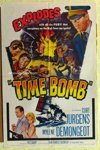 3c908 TIME BOMB 1sh '59 Curt Jurgens & sexy Mylene Demongeot in a conspiracy on the High Seas!
