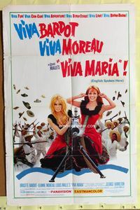 3c957 VIVA MARIA 1sh '66 Louis Malle, sexiest French babes Brigitte Bardot & Jeanne Moreau!