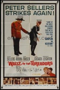 3c966 WALTZ OF THE TOREADORS 1sh '62 wacky image of Peter Sellers pinching maid!