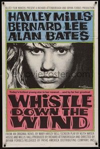 3c976 WHISTLE DOWN THE WIND style A 1sh '62 Bryan Forbes, Bernard Lee, close-up Hayley Mills!