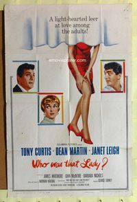 3c978 WHO WAS THAT LADY 1sh '60 Tony Curtis, sexy Janet Leigh & Dean Martin!