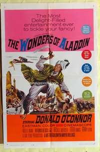 3c987 WONDERS OF ALADDIN 1sh '61 Mario Bava's Le Meraviglie di Aladino, art of Donald O'Connor!