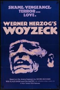 3c988 WOYZECK 1sh '79 Werner Herzog, close up art of crazed Klaus Kinski!