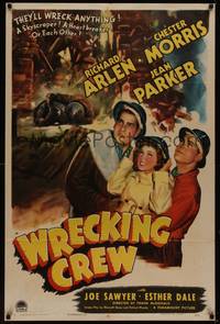 3c990 WRECKING CREW style A 1sh '42 Richard Arlen & Chester Morris will wreck anything!