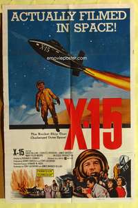 3c992 X-15 1sh '61 astronaut Charles Bronson, cool art of rocket, actually filmed in space!