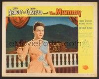 3d232 ABBOTT & COSTELLO MEET THE MUMMY LC #4 '55 close up of Peggy King wearing cool outfit!