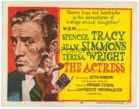 3d113 ACTRESS TC '53 Jean Simmons, cool close-up art of Spencer Tracy!