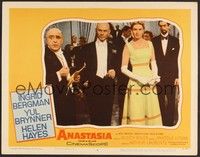 3d246 ANASTASIA LC #8 '56 close up of Ingrid Bergman, Yul Brynner & Akim Tamiroff in dress clothes!