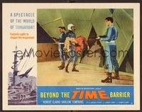 3d268 BEYOND THE TIME BARRIER LC #3 '59 astronaut takes unconscious girl past armed guards!