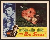 3d275 BIG STEAL LC #8 '49 super close up of Jane Greer laying on floor pointing gun!