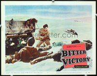 3d277 BITTER VICTORY LC #4 '58 Nicholas Ray, Richard Burton points gun at enemy!