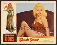 3d041 BLONDE SINNER LC '56 best sexiest full body close up of Diana Dors in skimpy clothes!