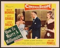 3d025 HOW TO MARRY A MILLIONAIRE LC #2 '53 Lauren Bacall watches William Powell & Marilyn Monroe!