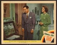 3d066 THIN MAN GOES HOME LC #3 '44 William Powell & Myrna Loy study a painting to find a clue!