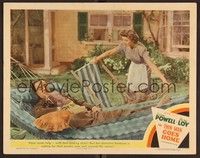 3d071 THIN MAN GOES HOME LC #8 '44 Myrna Loy catches William Powell snoozing in hammock!