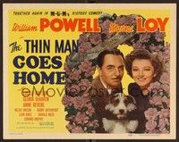 3d064 THIN MAN GOES HOME TC '44 great c/u of William Powell, Myrna Loy & Asta in flower wreath!