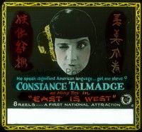 3e136 EAST IS WEST glass slide '22 great headshot of winking Asian Constance Talmadge!