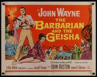 3f396 BARBARIAN & THE GEISHA 1/2sh '58 John Huston, art of John Wayne with torch & Eiko Ando!