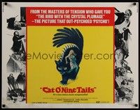 3f433 CAT O' NINE TAILS 1/2sh '71 Dario Argento's Il Gatto a Nove Code, wild horror art of cat!