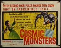 3f442 COSMIC MONSTERS 1/2sh '58 cool art of giant spider in web & terrified woman!