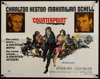 3f443 COUNTERPOINT 1/2sh '68 Charlton Heston, Maximilian Schell, adventure waits at trigger point!
