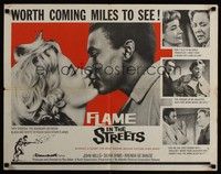 3f477 FLAME IN THE STREETS 1/2sh '61 John Mills, Sylvia Syms, interracial romance!