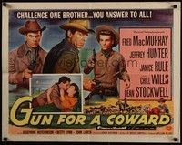 3f501 GUN FOR A COWARD style A 1/2sh '56 cowboys Fred MacMurray, Jeffrey Hunter & Dean Stockwell!