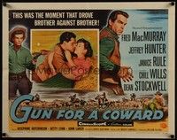 3f502 GUN FOR A COWARD style B 1/2sh '56 Fred MacMurray, Jeffrey Hunter, brother against brother!