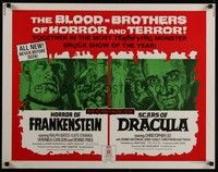 3f517 HORROR OF FRANKENSTEIN/SCARS OF DRACULA 1/2sh '71 double-bill, brothers of horror & terror!