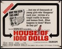 3f519 HOUSE OF 1000 DOLLS 1/2sh '67 Vincent Price, Martha Hyer, traffic in human flesh!