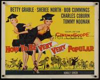 3f521 HOW TO BE VERY, VERY POPULAR 1/2sh '55 art of sexy students Betty Grable & Sheree North!