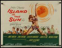 3f528 ISLAND IN THE SUN 1/2sh '57 James Mason, Joan Fontaine, Dorothy Dandridge, Harry Belafonte