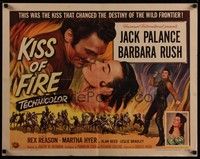 3f539 KISS OF FIRE style B 1/2sh '55 romantic art of Jack Palance as El Tigre & sexy Barbara Rush!